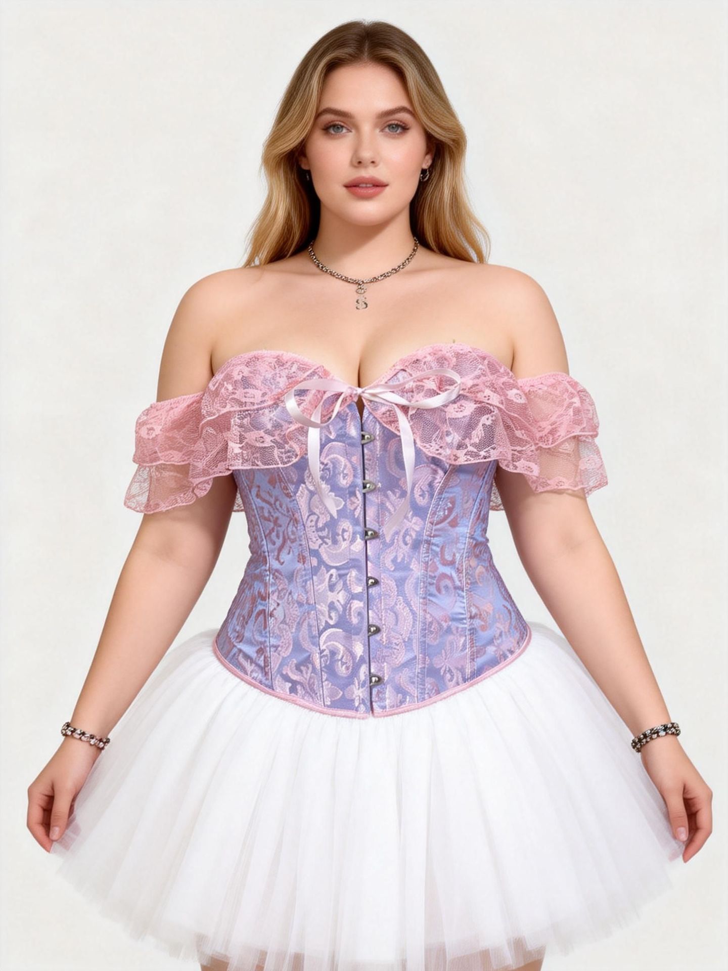 Purple Off-Shoulder Lace Corset Dress