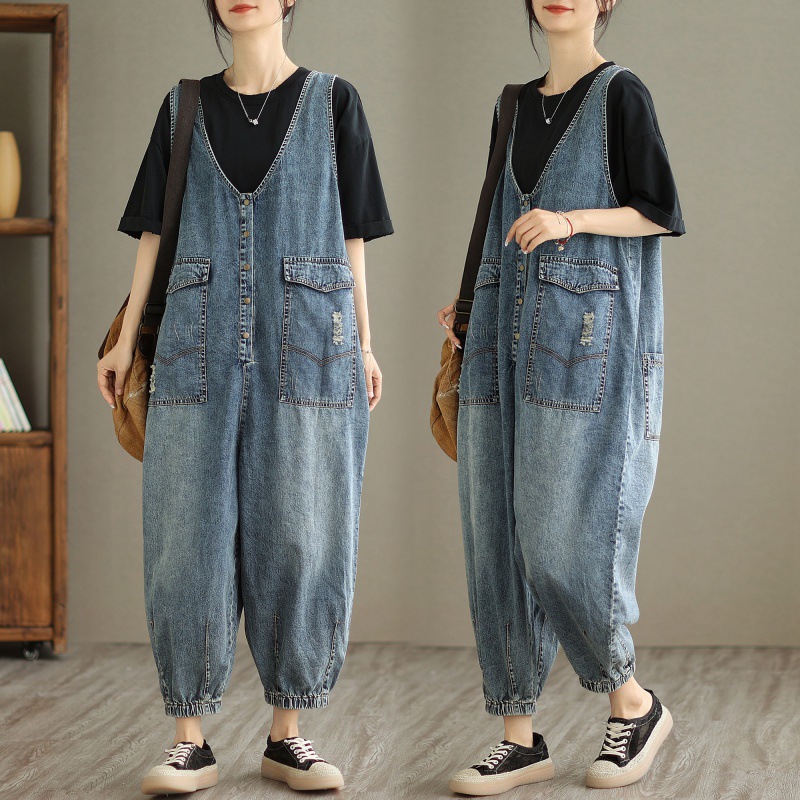 Women's Denim Tank Top Jumpsuit