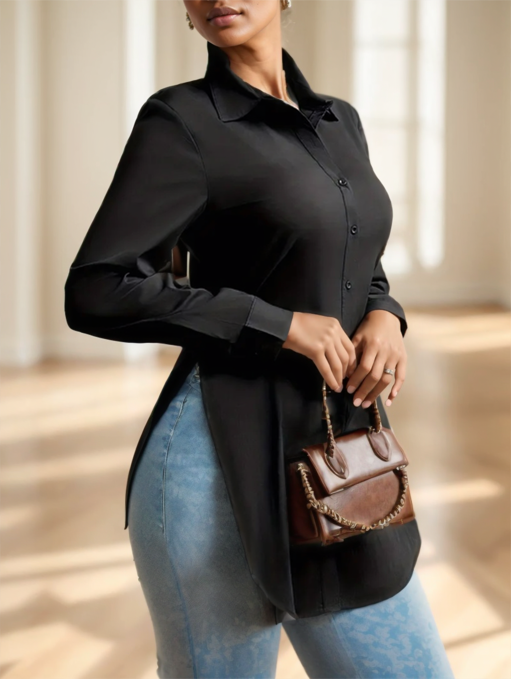Split Button-Front Shirt