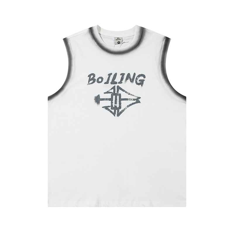 Men's Vest with Hand-Painted Letter Print