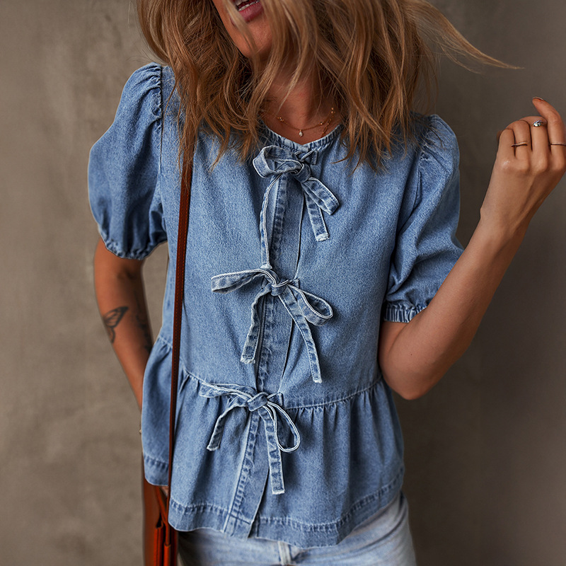 Fashion Bow Tie Bandage Shirt
