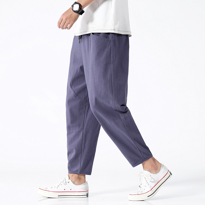 Casual Loose Cotton Linen Cropped Harem Pants 7