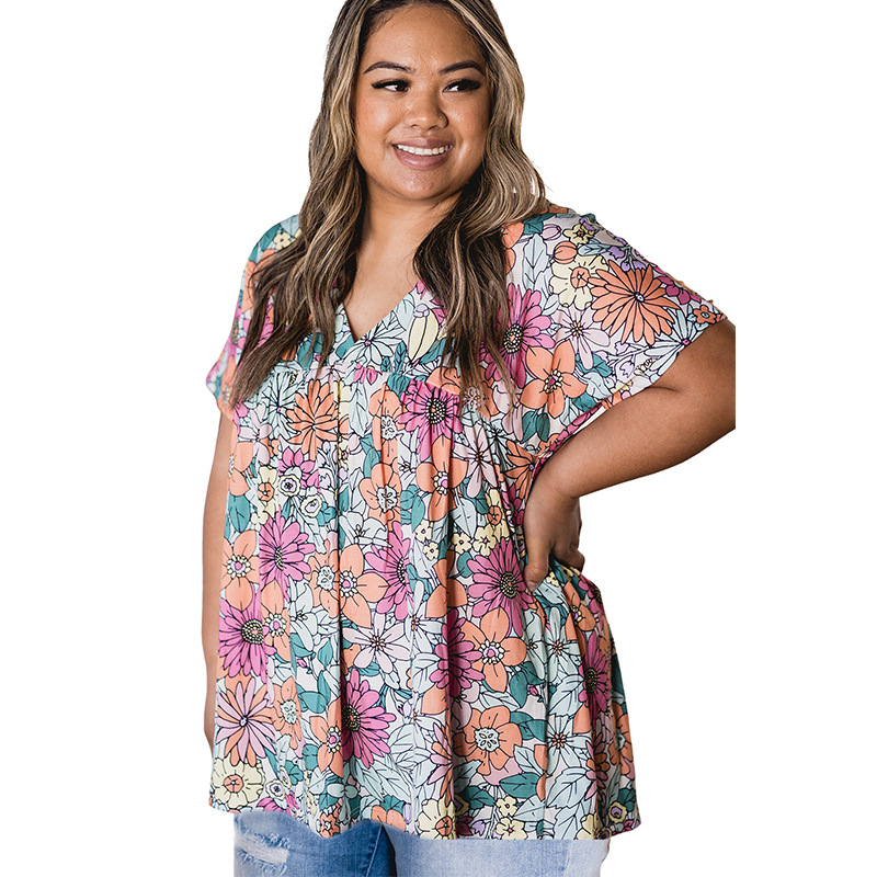 Summer Floral Print V-Neck Top 5