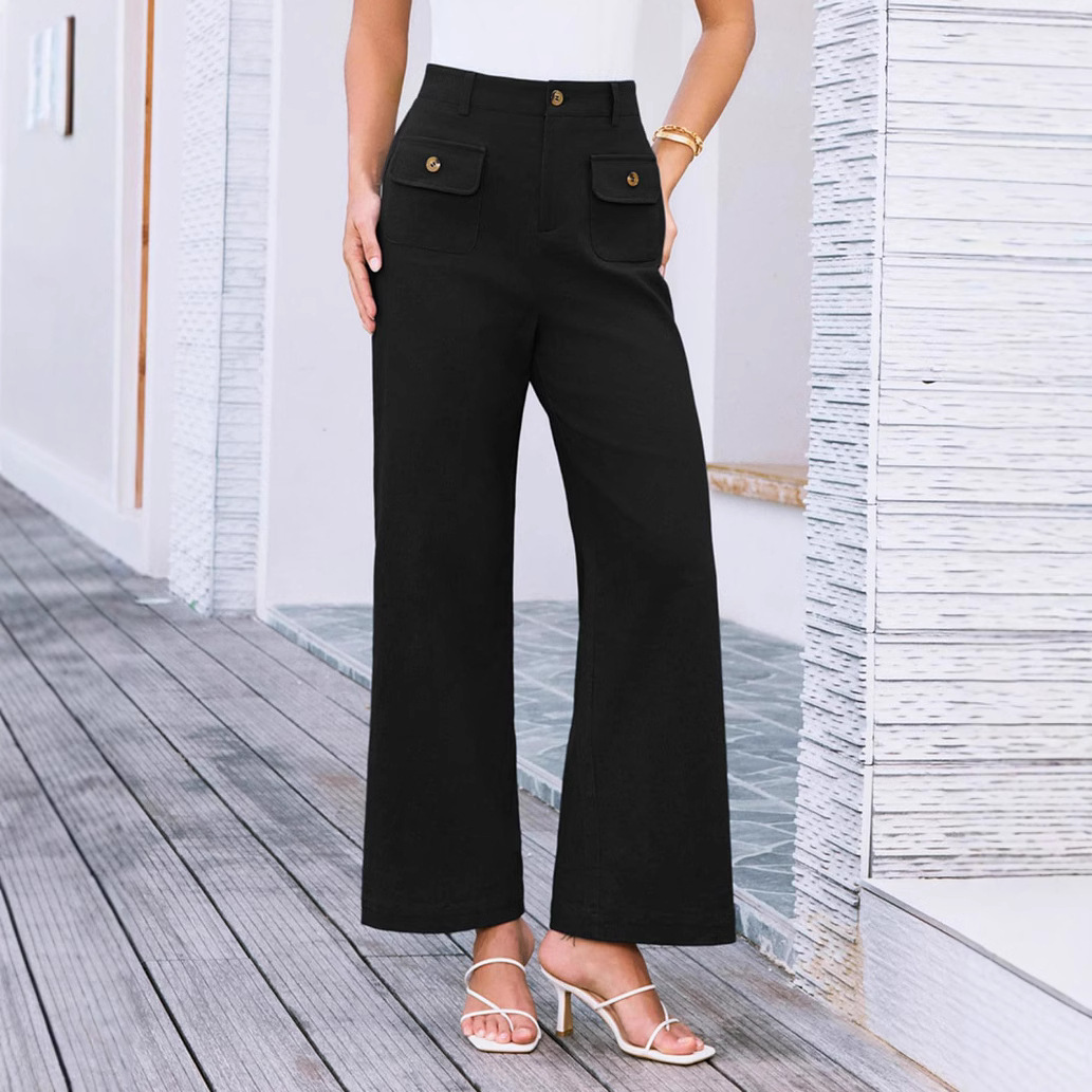 Business Casual Loose-Fit Trousers with Pockets