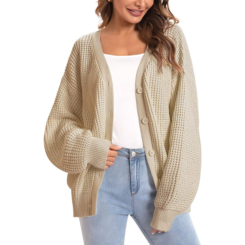 Women's Mid-Length V-Neck Knitted Cardigan