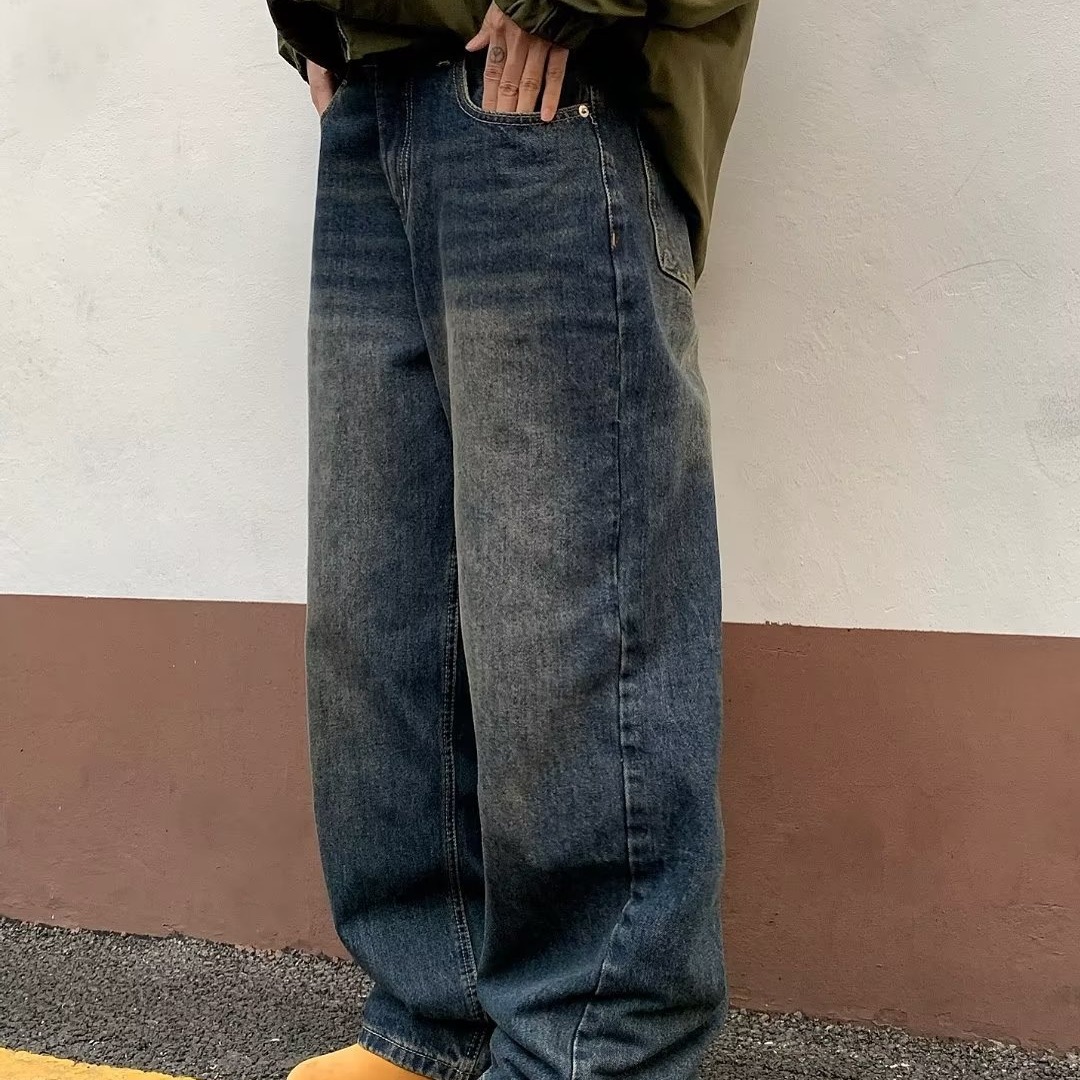 American Retro Distressed Washed Jeans for Men and Women