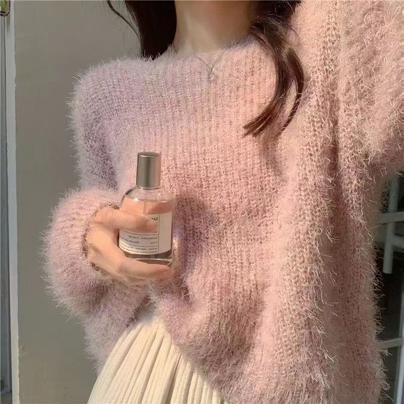 Women's Round-Neck Puff-Sleeve Pullover