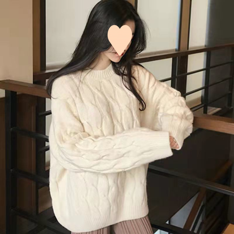 Thick Cable-knit Women's Sweater with Fleece Lining
