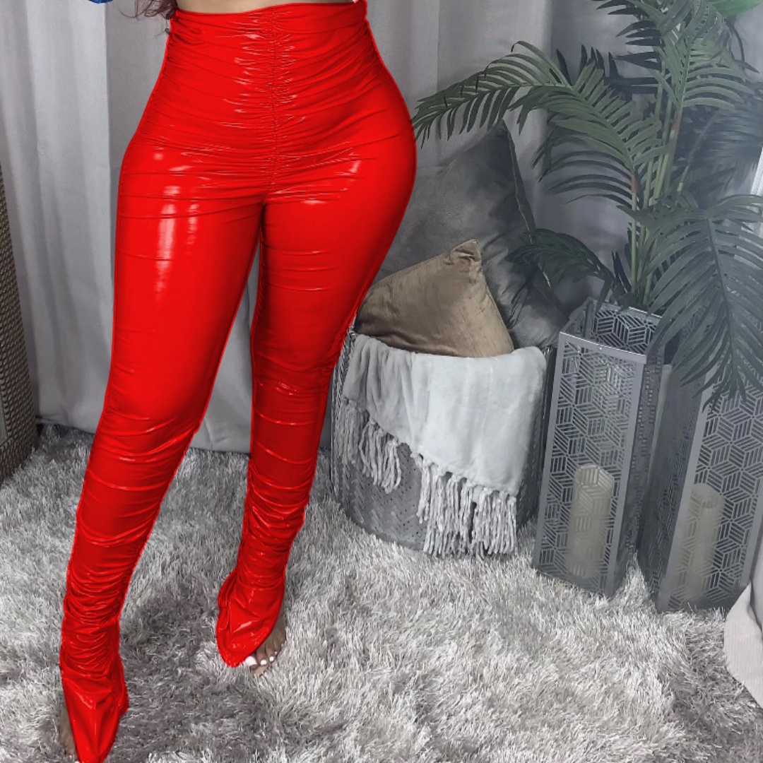Casual Crimp-Pile Slit Velvet Padded Trousers