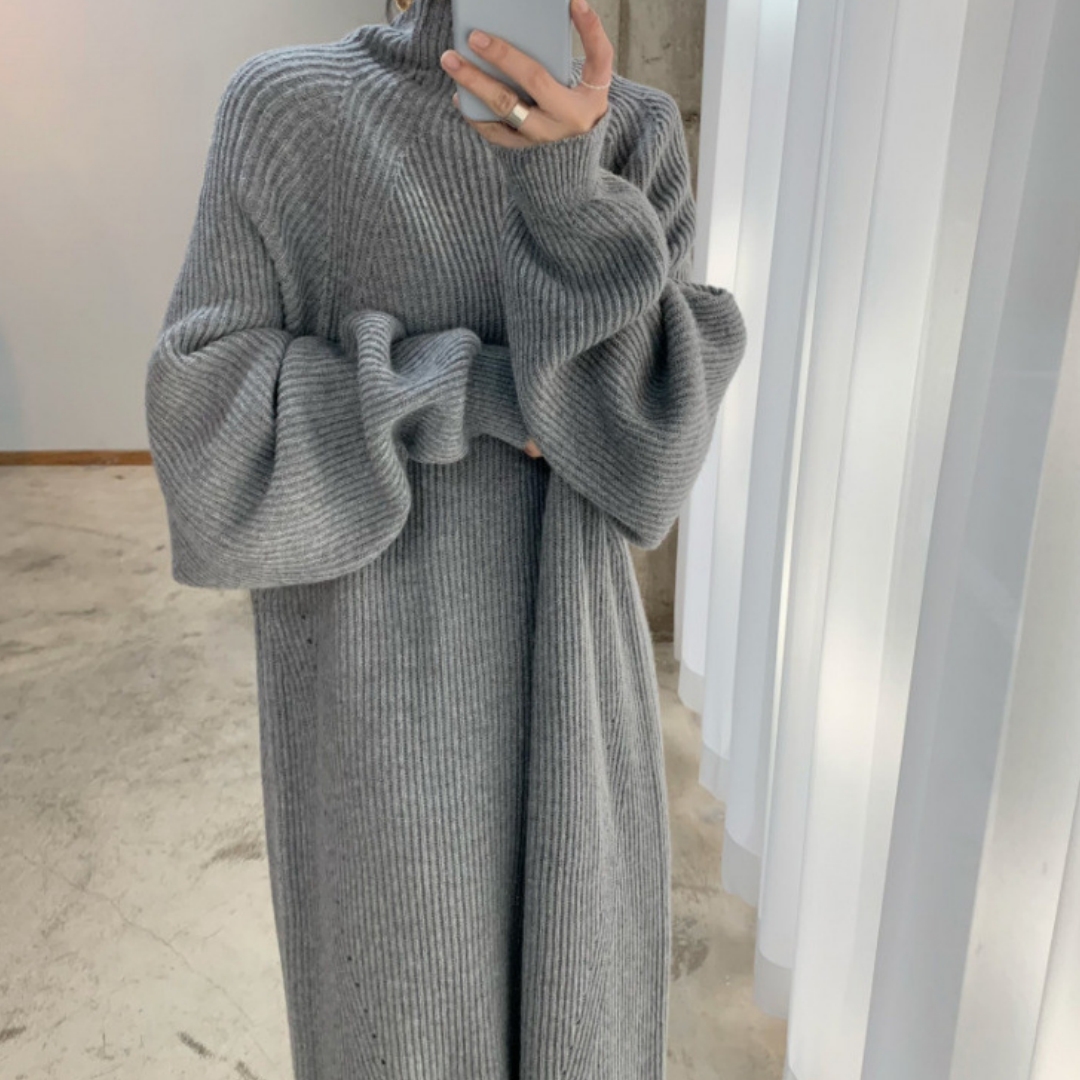 Raglan Sleeve Straight Knitted Dress Sweater