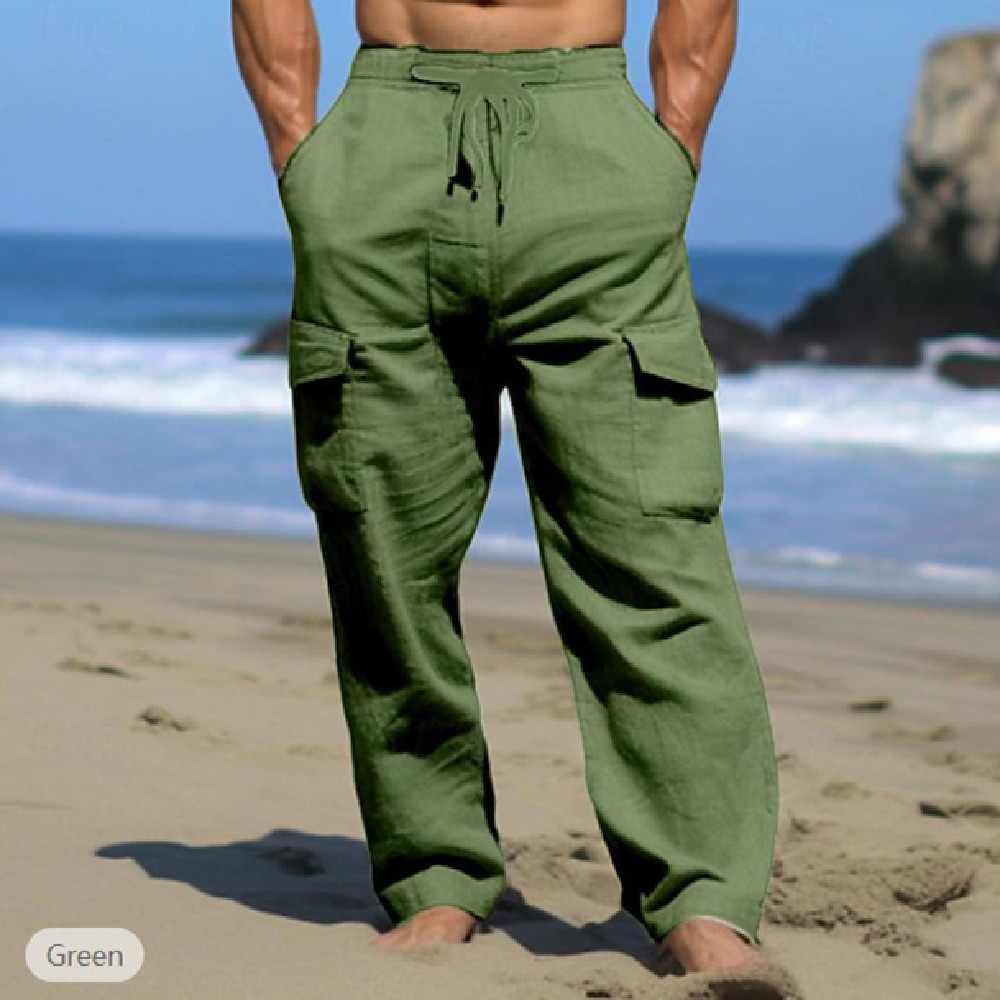 Men's Summer Drawstring Multi-Pocket Pants